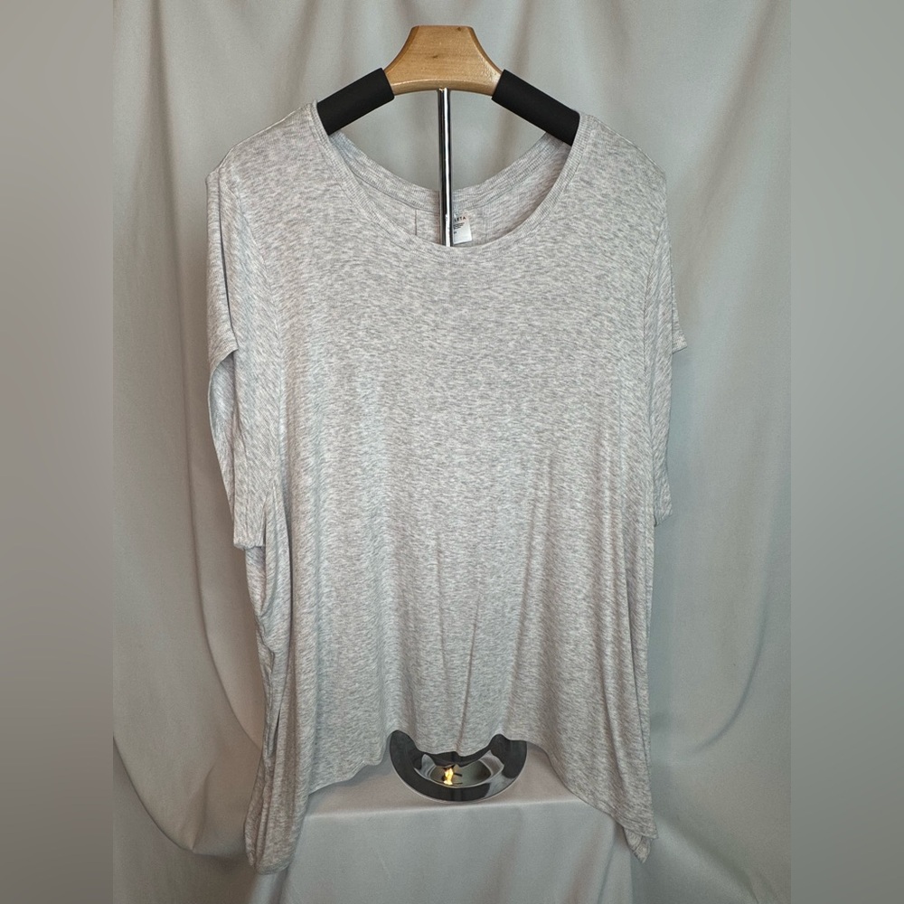 Athleta With Ease Ribbed Tee - Light Grey - 2X